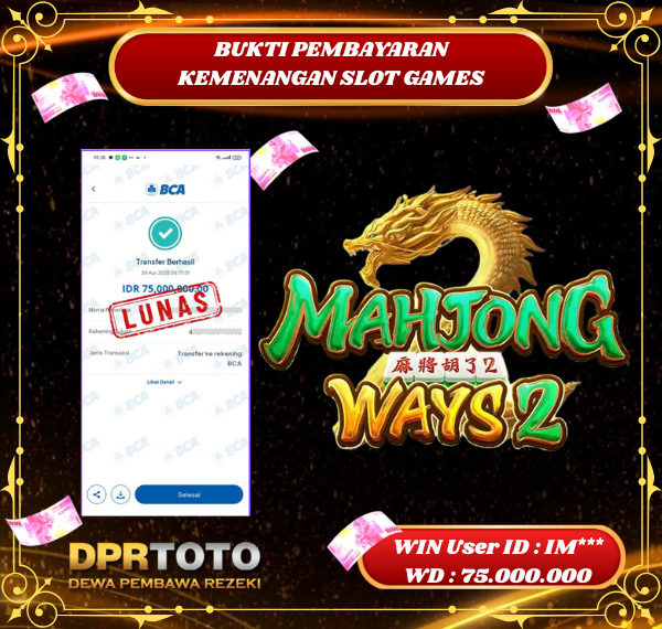 KEMENANGAN BESAR SLOT MAHJONG WAYS 2 Rp.75.000.000 - LUNAS